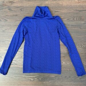 ATHLETA Flurry Peak Turtleneck Top Herringbone Blue - Medium
